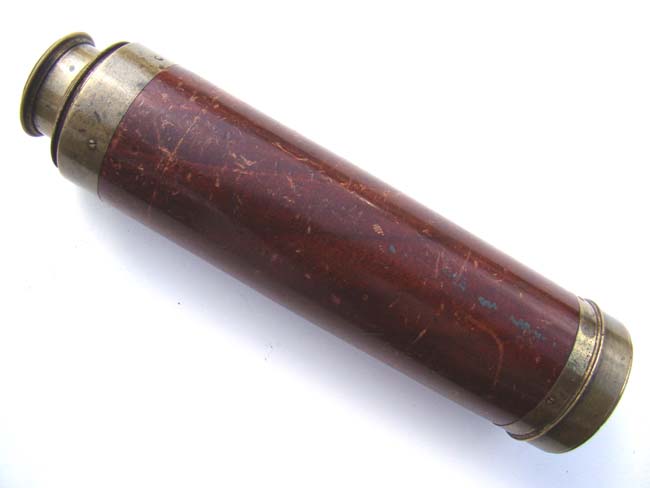 An antique four-draw mahogany barreled Telescope by Robert Mills of London circa 1820-1850.